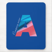 Elegantes Korallenblaues Monogramm mit Buchstabe A Mousepad (Vorne)