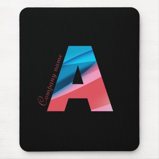 Elegantes Korallenblaues Monogramm mit Buchstaben  Mousepad (Vorne)