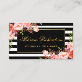 Elegantes Korallenkorallenschwarz gestreift Visitenkarte (Vorderseite)