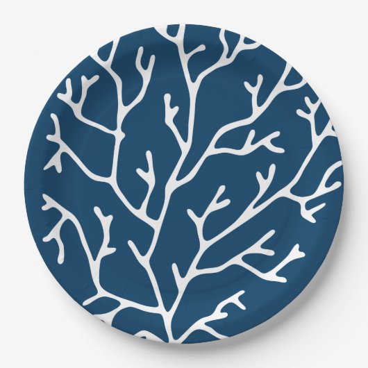 Elegantes Korallenmuster - Ocean Themed - Aquamari Pappteller (Vorderseite)