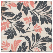 Elegantes Korallenmuster und schwarzes Leaf-Muster Stoff (Nahaufnahme)