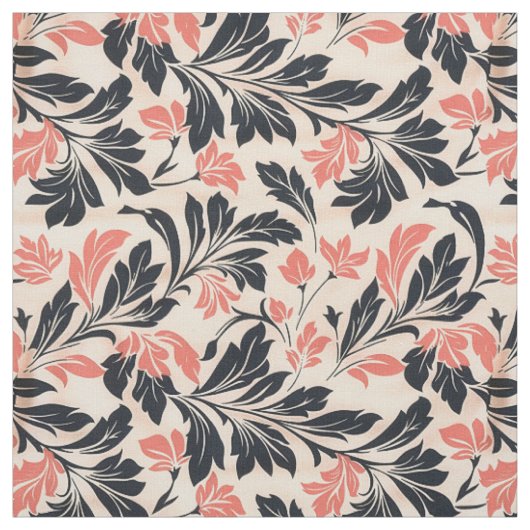 Elegantes Korallenmuster und schwarzes Leaf-Muster Stoff (Muster)