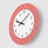 Elegantes Korallenmuster und weißes Damastmuster Große Wanduhr (Winkel)