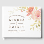 Elegantes Korallenriff Rosa Rose & Gold Hochzeit Gästebuch (Vorderseite)