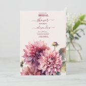 Elegantes Korallenriff und rosa Dahlia Bridal Einladung (Stehend Vorderseite)