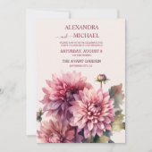 Elegantes Korallenriff und rosa Dahlia Hochzeit Einladung (Vorderseite)