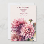 Elegantes Korallenriff und rosa Dahlia Hochzeit Save The Date (Vorderseite)