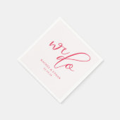 Elegantes korallenrosa Kalligrafie Serviette (Ecke)