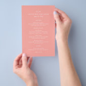 Elegantes Korallenrosa Modernes Menü für Hochzeite (Handgriff)