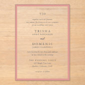 Elegantes Korallenrosa Monogramm Moderne Hochzeit Acryleinladungen (Vorderseite)