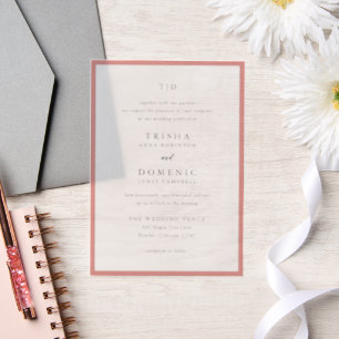 Elegantes Korallenrosa Monogramm Moderne Hochzeit Pergament Einladungen