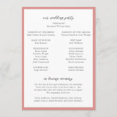 Elegantes Korallenrosa Monogramm Moderne Hochzeit Programm (Rückseite)
