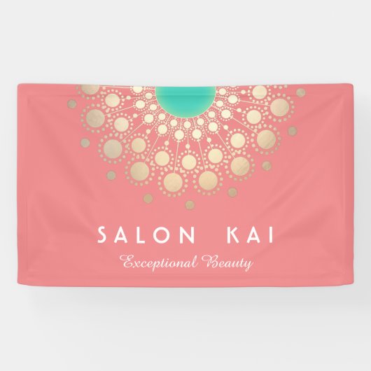 Elegantes Korallenrosa und Gold-Circle-Motiv Banner (Horizontal)