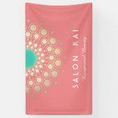 Elegantes Korallenrosa und Gold-Circle-Motiv Banner (Vertikal)