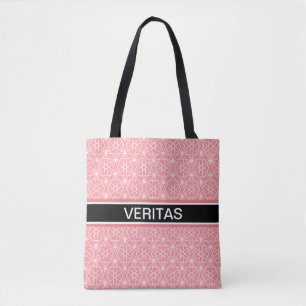 Elegantes Korallenrosa und Weiß Sternenmuster Tasche