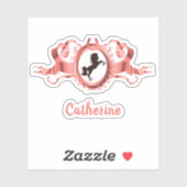 Elegantes Korallenrosa Wappen Aufkleber (Blatt)