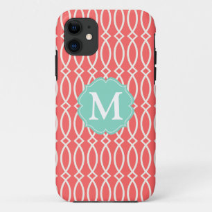 Elegantes korallenrotes modernes Gitter Case-Mate iPhone Hülle