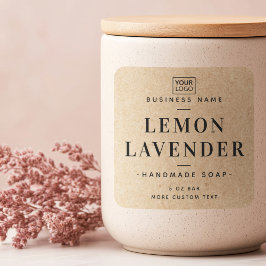 Elegantes Kraftpapier sieht viereckige Produktetik Quadratischer Aufkleber