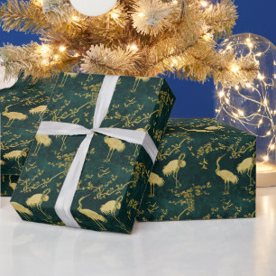 Elegantes Kranich-Kunstmuster   Farbige Kranichvög Geschenkpapier