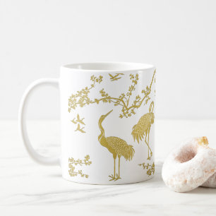Elegantes Kranich-Kunstmuster Farbige Kranichvög Kaffeetasse