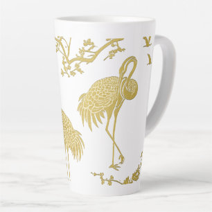 Elegantes Kranich-Kunstmuster   Farbige Kranichvög Milchtasse