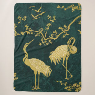 Elegantes Kranich-Kunstmuster Farbige Kranichvög Sherpadecke