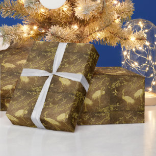 Elegantes Kranichkunstmuster   Farbige Kranichvöge Geschenkpapier