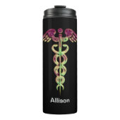 Elegantes Krankenschwester-Schwarzeslila Thermosbecher (Vorderseite)