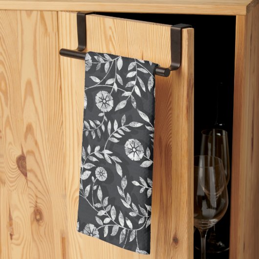 Elegantes Kreidetafel-Blumenmuster Geschirrtuch (Drittel gefaltet)
