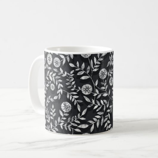 Elegantes Kreidetafel-Blumenmuster Kaffeetasse (Vorderseite Links)