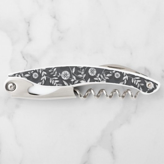 Elegantes Kreidetafel-Blumenmuster Kellnermesser (Vorderseite)