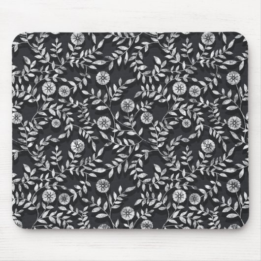 Elegantes Kreidetafel-Blumenmuster Mousepad (Vorne)