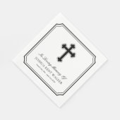 Elegantes Kreuz auf Gedächtnisbeerdigung Serviette (Ecke)