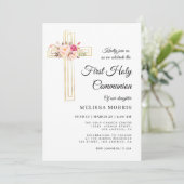 Elegantes Kreuz erste heilige Einladung (Stehend Vorderseite)