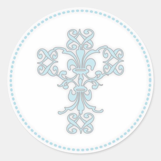 Elegantes Kreuz im Blau Runder Aufkleber (Vorderseite)