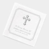 Elegantes Kreuz in Love Memory Silver Foil Beerdig Servietten Mit Folie (Links)