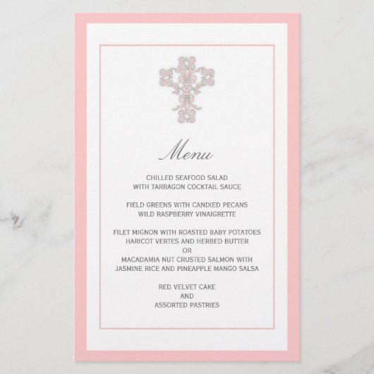 Elegantes Kreuz in rosa Menüseite (Vorderseite)