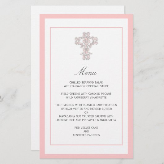 Elegantes Kreuz in rosa Menüseite (Vorne/Hinten)