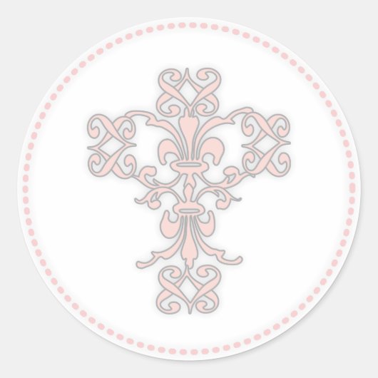 Elegantes Kreuz in Rosa Runder Aufkleber (Vorderseite)