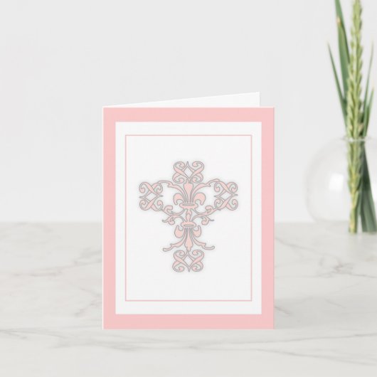 Elegantes Kreuz in Rosa und Weiß Dankeschön Karte (Vorderseite)