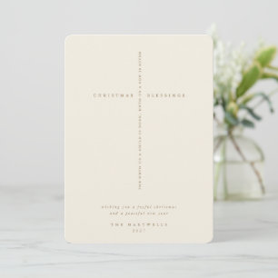 Elegantes Kreuz mit cremefarbener Schrift Feiertagskarte