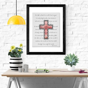 Elegantes Kreuz Rosa Bibelvers Poster