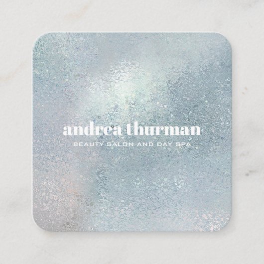 Elegantes Kristallglas Perlmutt Quadratische Visitenkarte (Vorderseite)