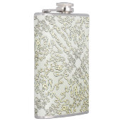 Elegantes Kritzelmuster in Gold & Silber Flachmann (Rechts)