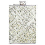 Elegantes Kritzelmuster in Gold & Silber Flachmann (Vorderseite)