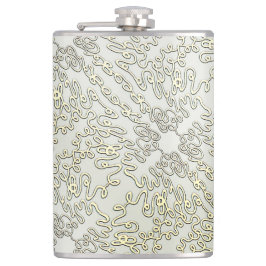 Elegantes Kritzelmuster in Gold & Silber Flachmann