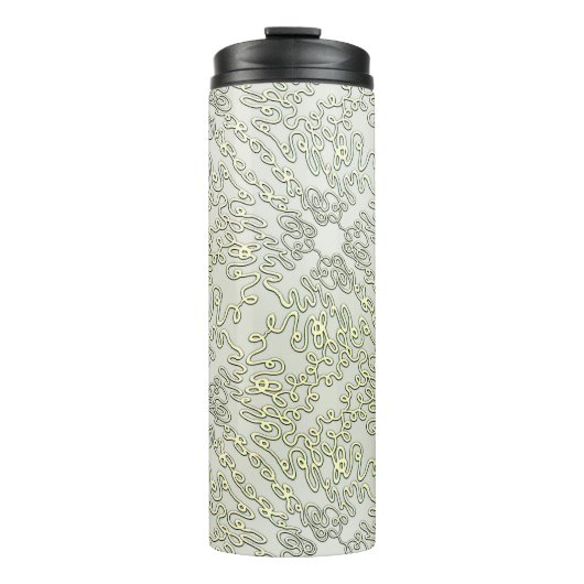 Elegantes Kritzelmuster in Gold & Silber Thermosbecher (Vorderseite)