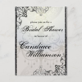 Elegantes Kronleuchter und Schnörkel Brautparty Einladungspostkarte