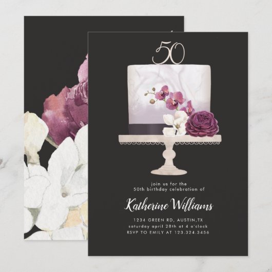 Elegantes Kuchen 50. Geburtstagsfeier (Vorne/Hinten)