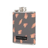 Elegantes Küken-Rosengoldabstraktes Bürstenmuster Flachmann (Links)